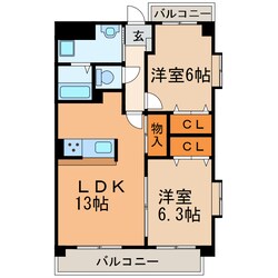 レージュ桔梗平の物件間取画像